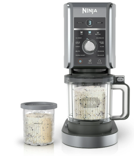 Ninja CREAMi Deluxe XL Ice Cream Maker, Sorbet, Milkshakes, Frozen Yogurt, & More, 11 One-Touch Programs, (2) 24 Oz Family-Sized Tubs & Lids, NC501 Stone Silver