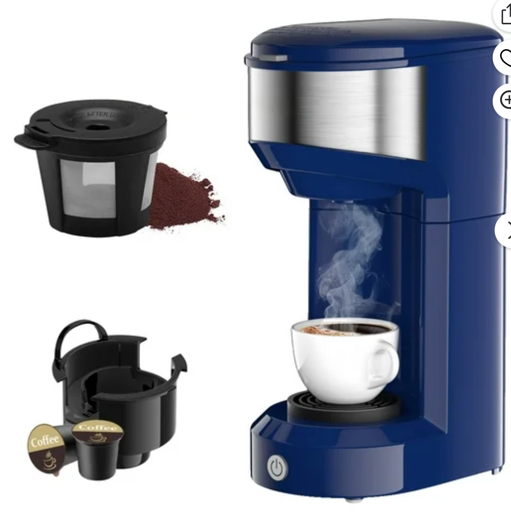 MINI Single Serve Coffee Maker,Instant Coffee Maker One Cup for K Cup & Ground Coffee,Portable Capsule Coffee Machine with 6 to 14oz Reservoir,90 Seconds Fast Brewing and One Button Operation