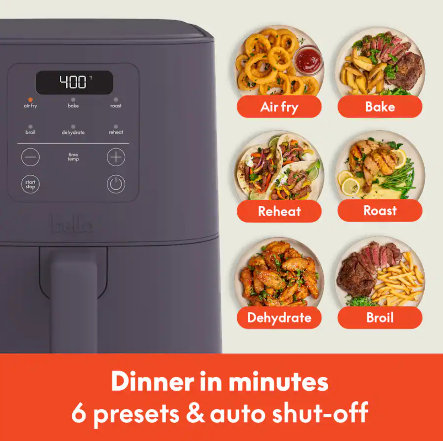 Bella - Fits-anywhere Kitchenware: 4-qt. Slim Air Fryer - Plum