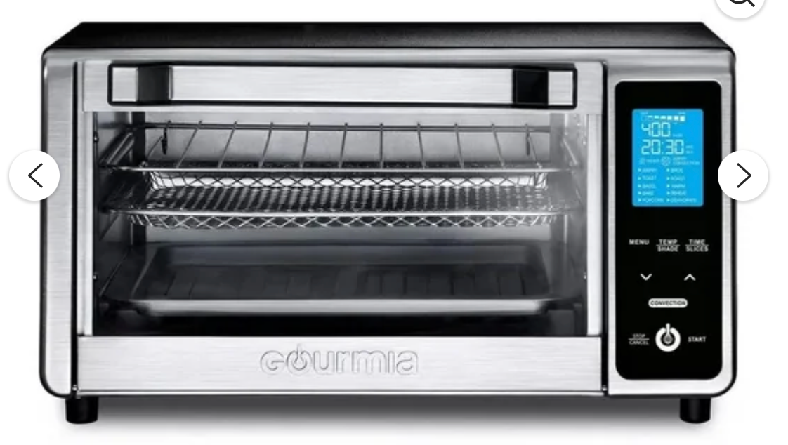 Gourmia Digital 4-Slice Toaster Oven Air Fryer with 11 Cooking Functions Stainless Steel Gray