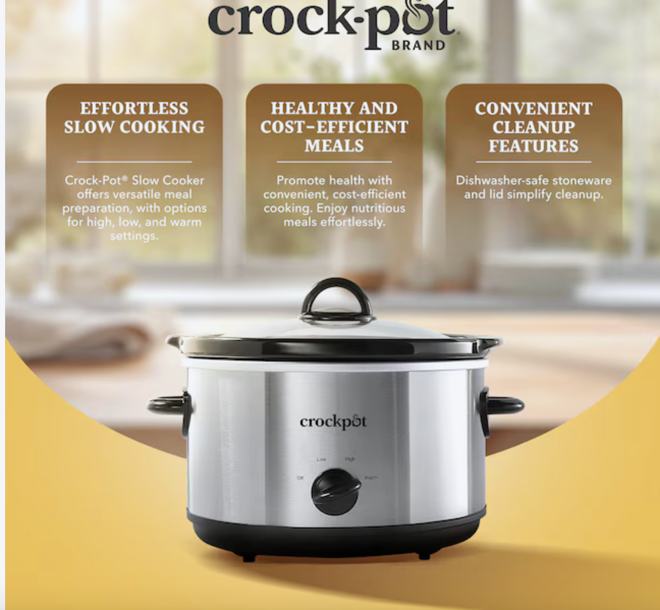 Crock-Pot 4.5 Quarts Manual Design Series Slow Cooker w/3 Heat Settings, Silver