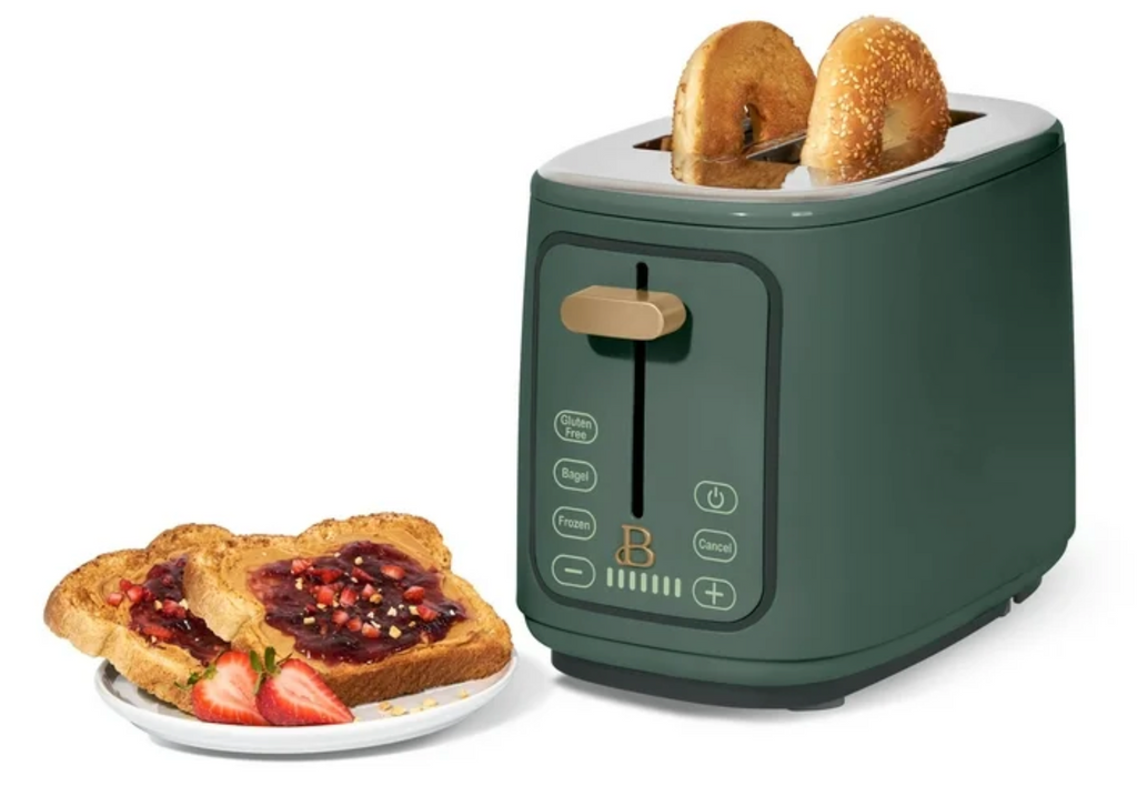 Beautiful 2 Slice Toaster with Touch-Activated Display, Thyme Green by Drew Barrymore