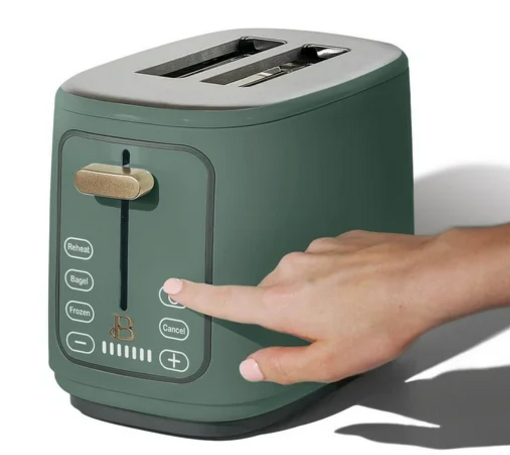 Beautiful 2 Slice Toaster with Touch-Activated Display, Thyme Green by Drew Barrymore