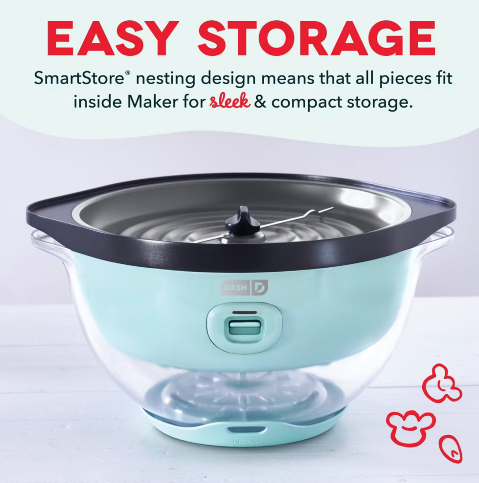 Dash 6qt SmartStore Stirring Popcorn Maker - Aqua: Electric Popcorn Popper, 850W, Hand Wash