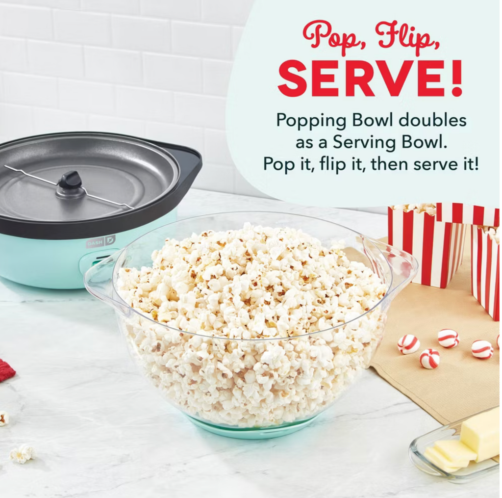 Dash 6qt SmartStore Stirring Popcorn Maker - Aqua: Electric Popcorn Popper, 850W, Hand Wash
