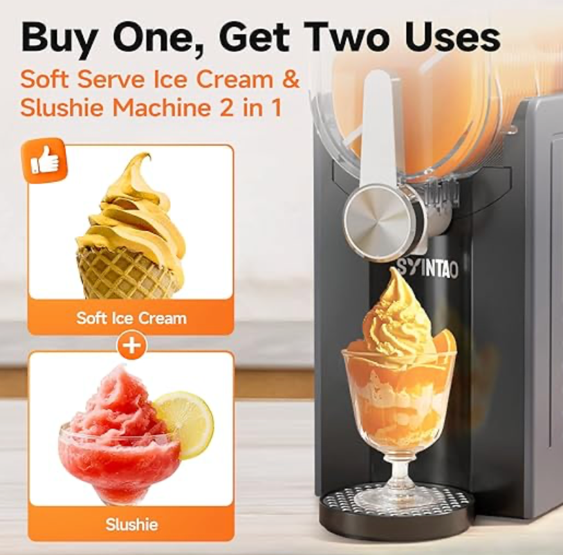 Professional Frozen Drink Maker,No Ice Needed Slusher Machine with Real-Time Temperature Display & Auto-Clean,6 Preset Programs for Ice Cream,Smoothies,Milkshakes,Perfect for Summe