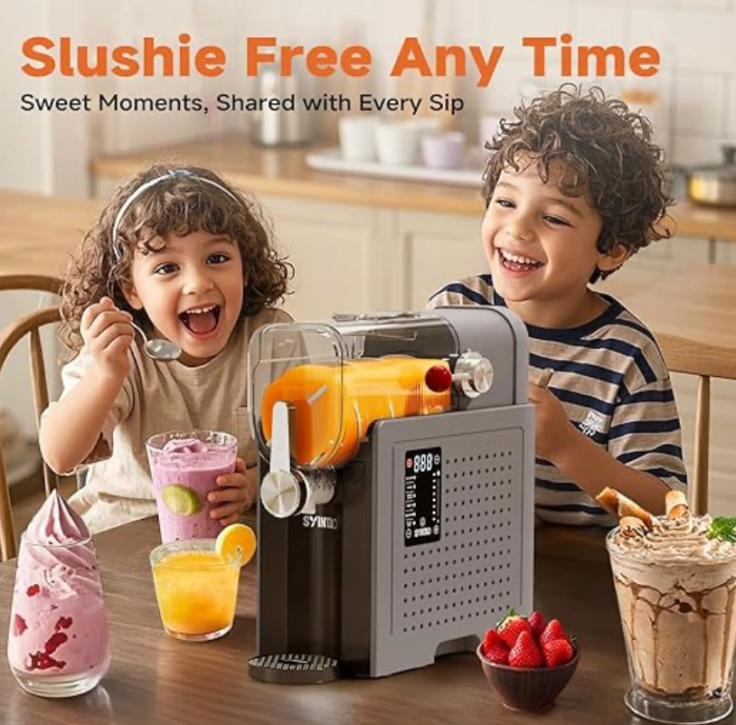 Professional Frozen Drink Maker,No Ice Needed Slusher Machine with Real-Time Temperature Display & Auto-Clean,6 Preset Programs for Ice Cream,Smoothies,Milkshakes,Perfect for Summe