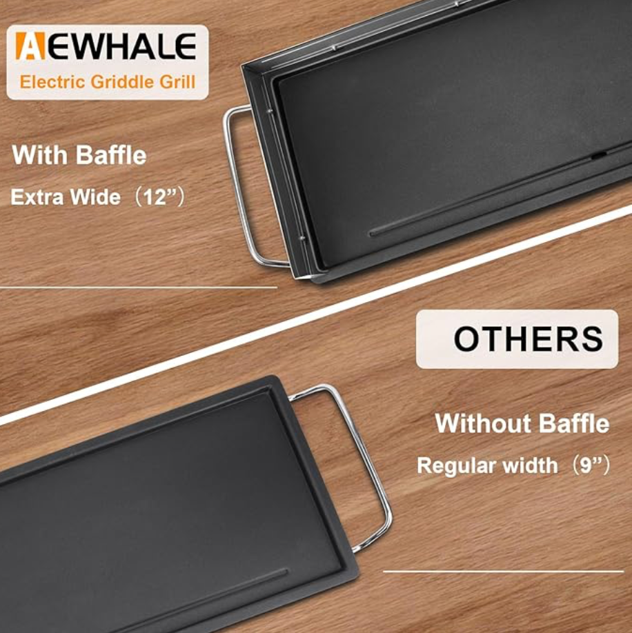 AEWHALE 35" Electric Nonstick Extra Large Griddle Grill-Teppanyaki Grill BBQ Indoor/Outdoor with Adjustable Temperature,Detachable for Easy Cleaning,Extra Wide