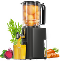 Cold Press Juicer, 5.5inch Wide Feed Chute Juicer Machine, Slow Masticating Juicer for Whole Vegetables & Fruits, Black