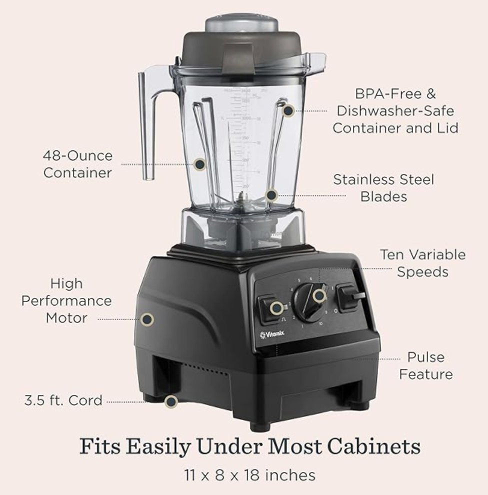 Vitamix E310 Explorian Blender, Professional-Grade, Self-Cleaning 48 oz. Container, Black