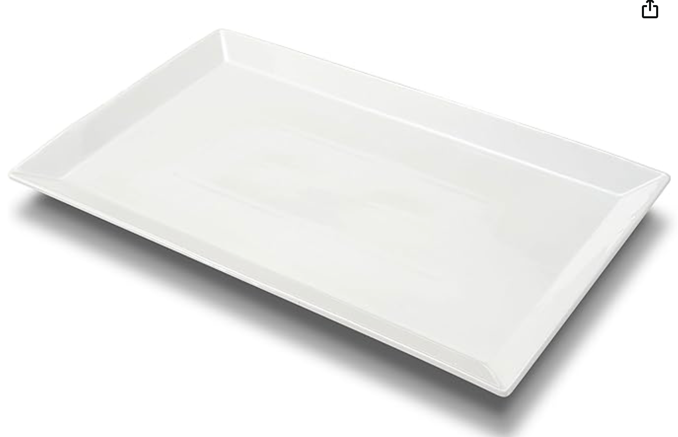 MIECOO Large Serving Platter, 18.5" x 11.5" White Serving Tray, Rectangular Porcelain Plate for Party, Wedding, Birthday, Entertaining, Food, Appetizer, Fruit, Sushi, Dessert