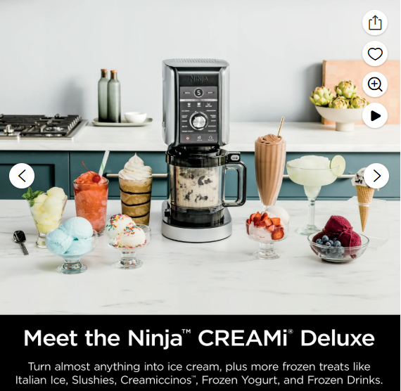 Ninja CREAMi Deluxe XL Ice Cream Maker, Sorbet, Milkshakes, Frozen Yogurt, & More, 11 One-Touch Programs, (2) 24 Oz Family-Sized Tubs & Lids, NC501 Stone Silver