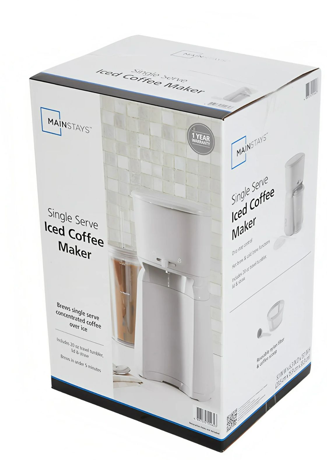 Mainstays Single Serve Iced Coffee Maker, Soft Silver