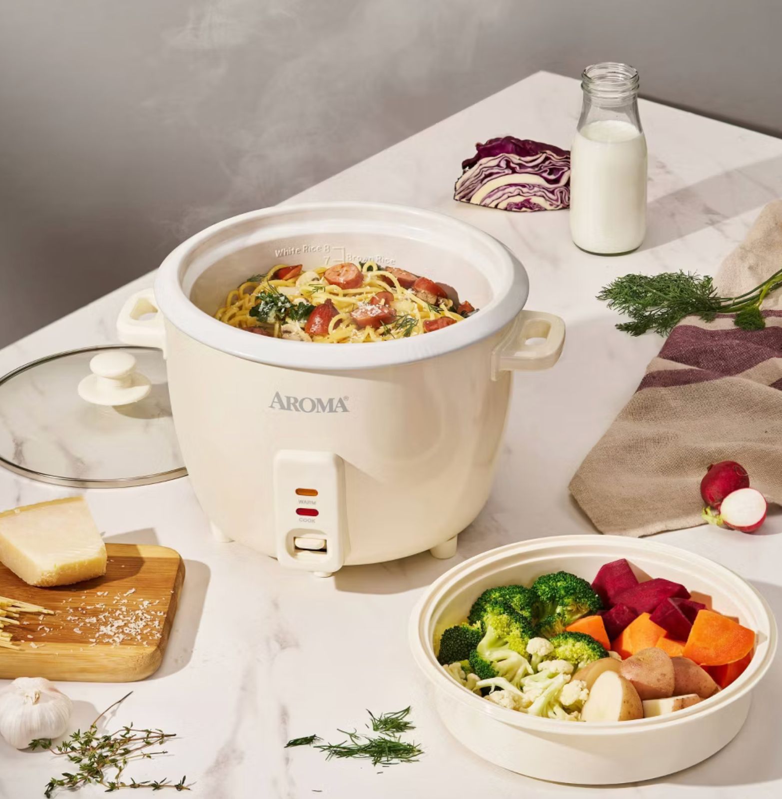 Aroma 16 Cup Rice Cooker with Pop Up Steam Tray