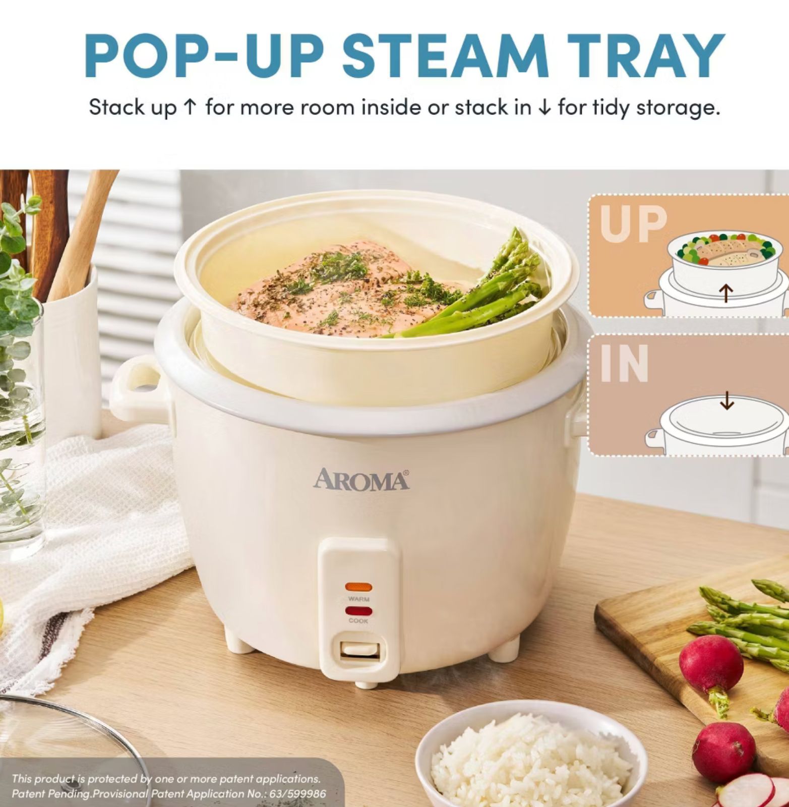 Aroma 16 Cup Rice Cooker with Pop Up Steam Tray