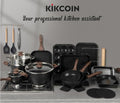 Kikcoin Pots and Pans Set Non Stick 31 Piece Kitchen Nonstick Cooking Cookware Sets with Grill Pan Saucepan Baking Sheet Utensil, Black