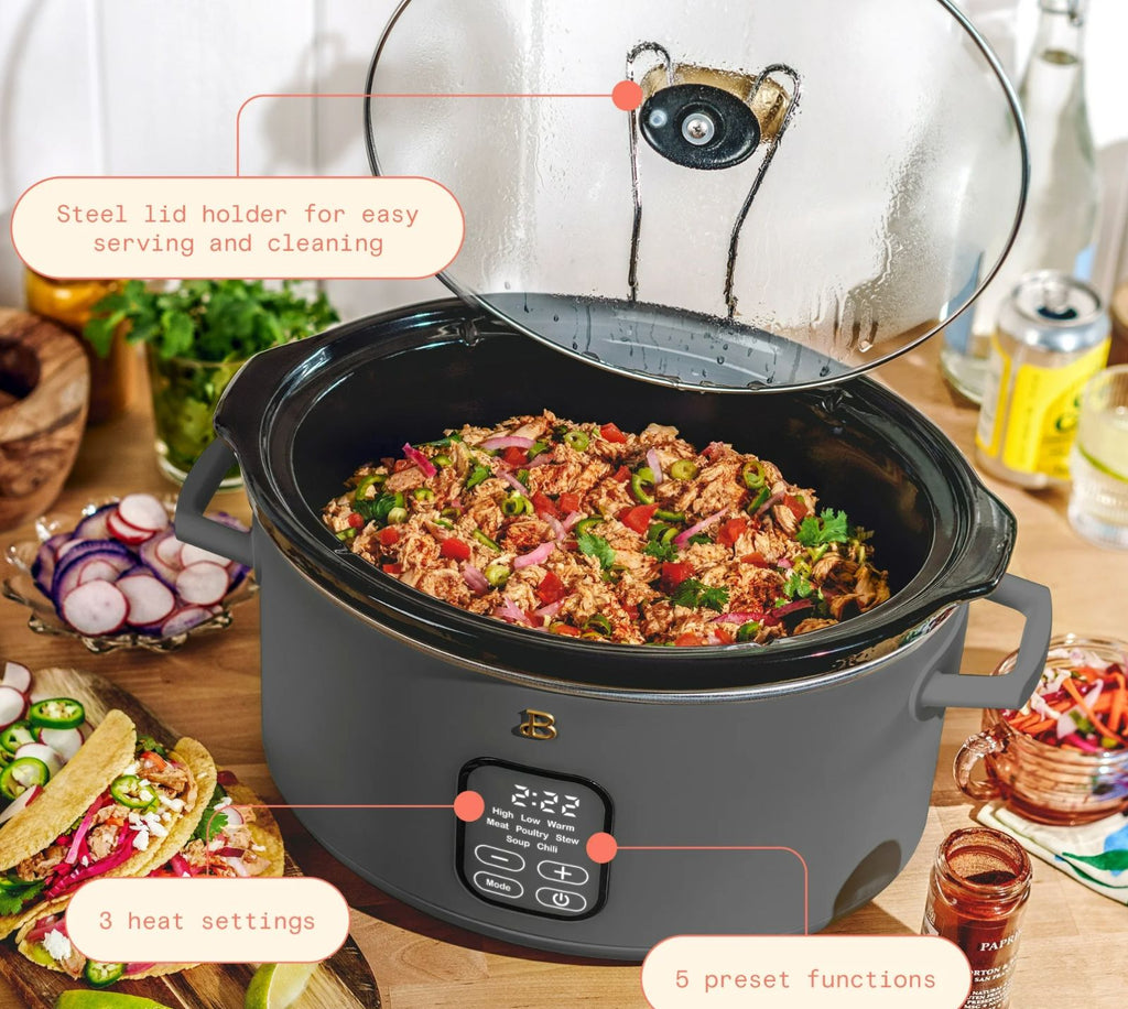 Beautiful 6 Qt Programmable Slow Cooker, Oyster Grey by Drew Barrymore