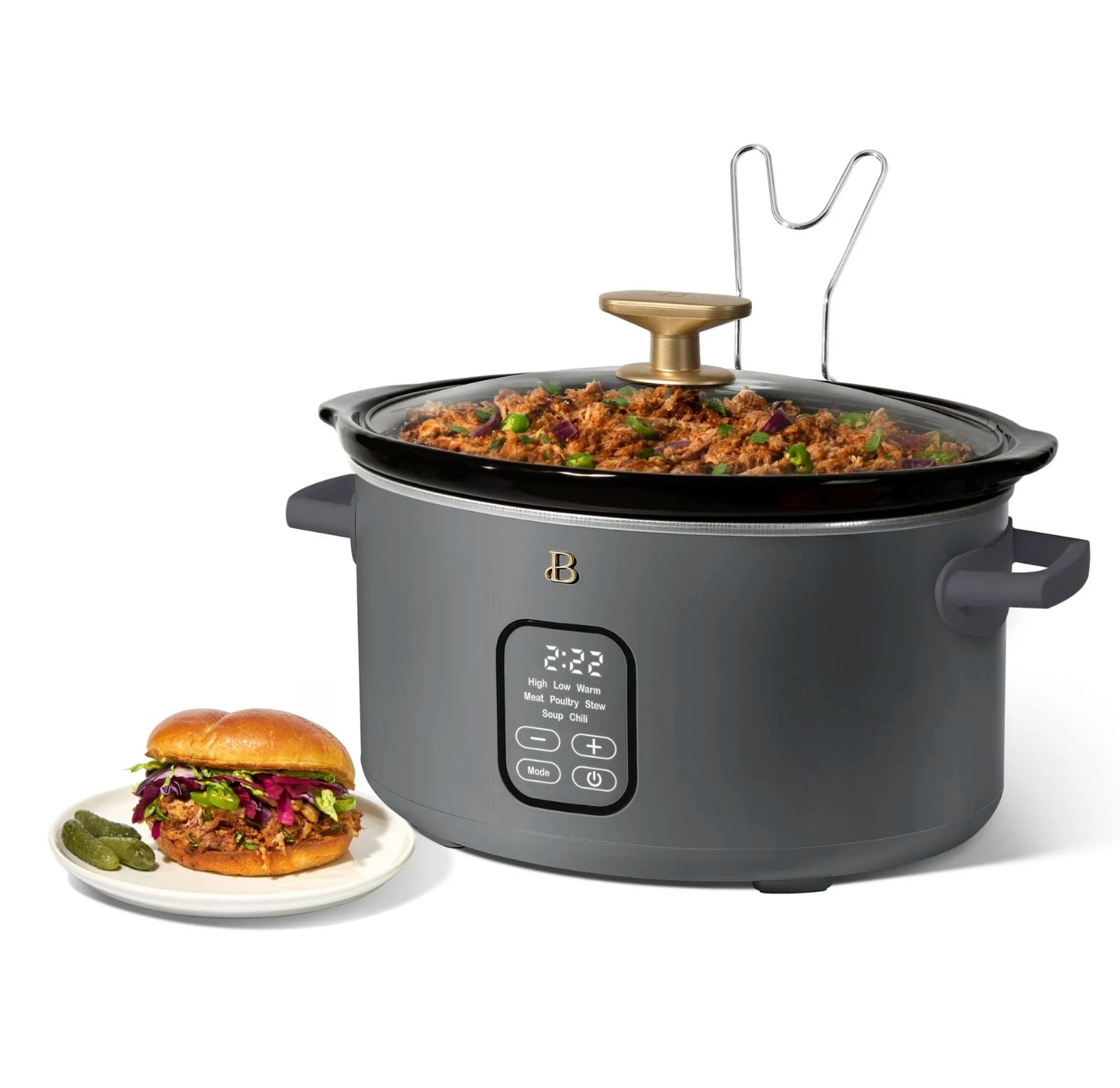 Beautiful 6 Qt Programmable Slow Cooker, Oyster Grey by Drew Barrymore