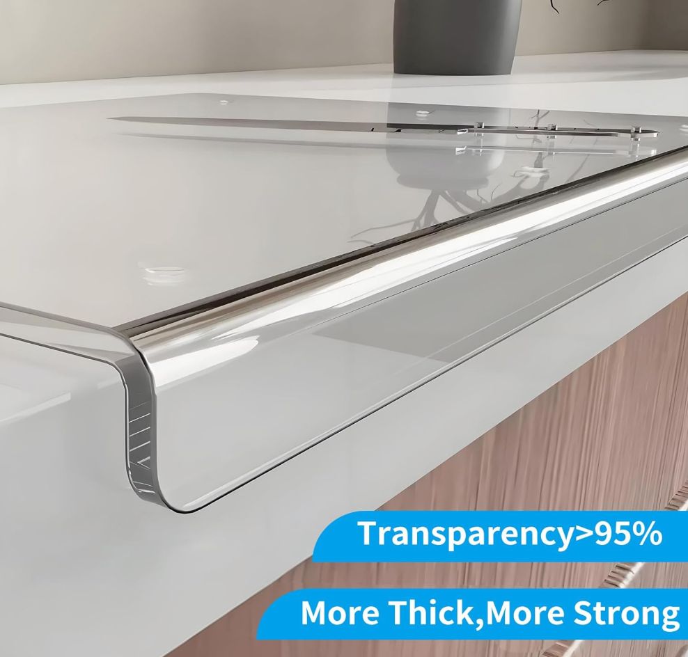Renyqatt Large Acrylic Cutting Board with Counter Lip, 36 x 24 Inch Clear Cutting Board for Kitchen Countertop, Non Slip Protector Cover Shatter Resistant for Home Restaurant Kitchen Sink Stove