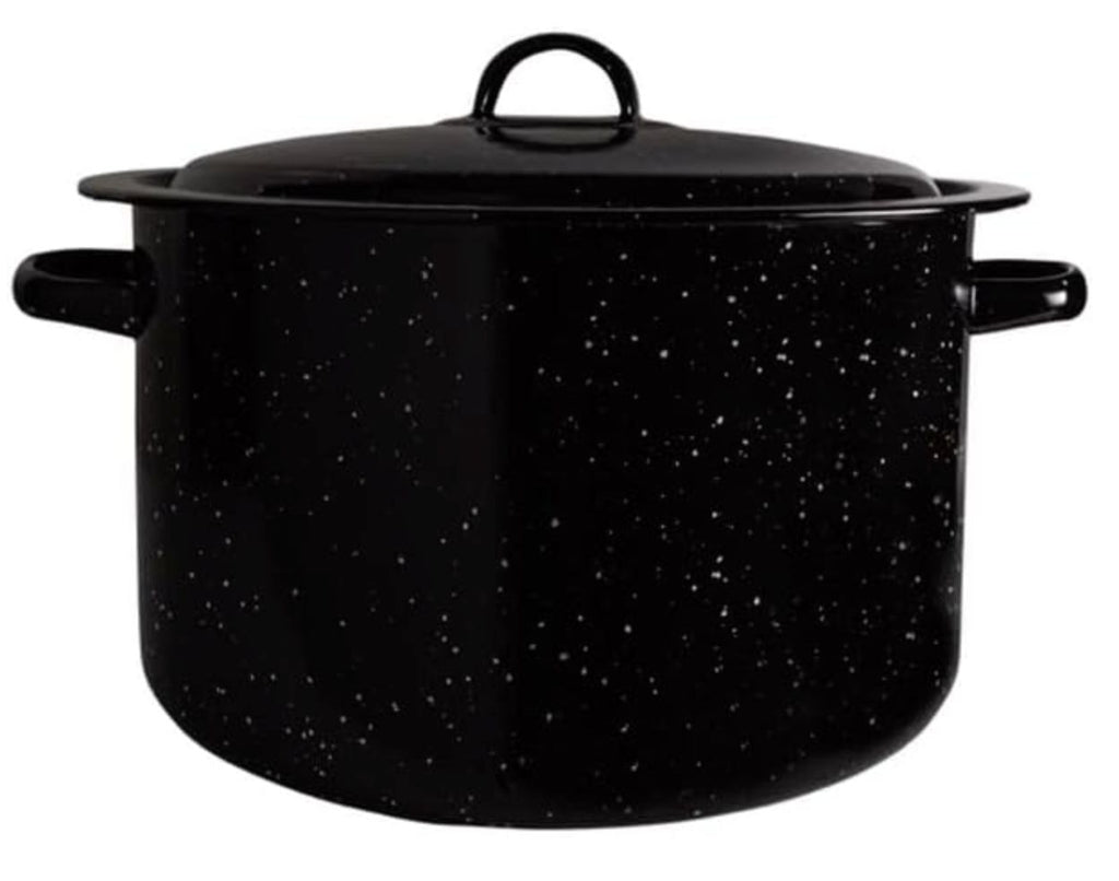 Millvado Granite 12 Qt Stockpot, Nonstick Soup Pot With Lid, Speckled Enamel Ware Cookware, Large Stock Pot For Boiling and Cooking, Big Granite Cooking Pot for Stovetop, Campfire, Outdoor Stove