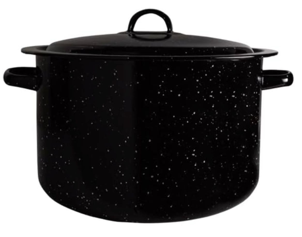 Millvado Granite 12 Qt Stockpot, Nonstick Soup Pot With Lid, Speckled Enamel Ware Cookware, Large Stock Pot For Boiling and Cooking, Big Granite Cooking Pot for Stovetop, Campfire, Outdoor Stove