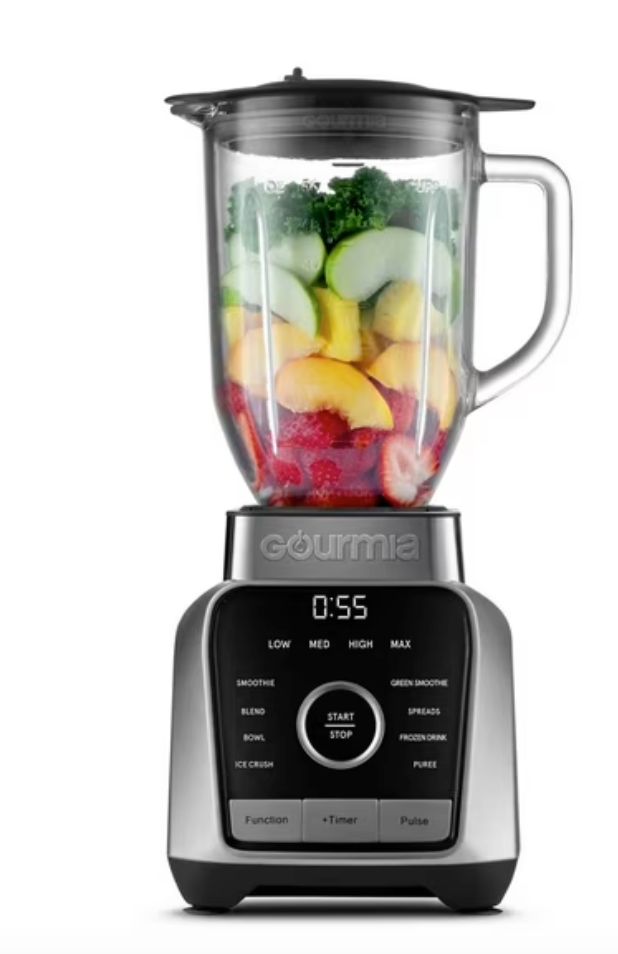 Gourmia Digital Blender with 8 Total Blend Programs, 4 Speeds & Round-Plated Tam