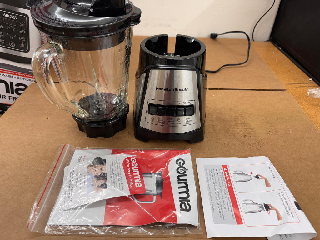 Gourmia Digital Blender with 8 Total Blend Programs, 4 Speeds & Round-Plated Tam