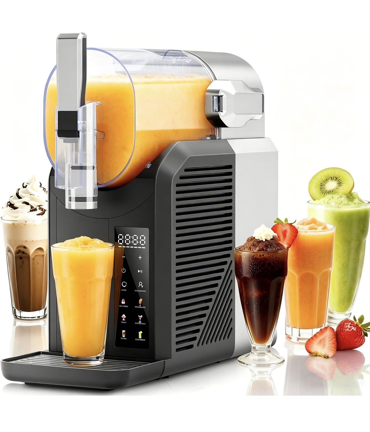 Slushie Machine, 2L/68oz Frozen Drink Maker & Margarita Machine with 6 Presets and LED Display, No Ice Needed Slushy Machine for Home & Party
