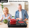 GIHETKUT Electric Cooktop,1110V 2100W 2 Burner stove,Built-in & Countertop Stove Top with10 Heating Level, Timer & Kid Safety Lock, LED Knob Touch Control 2 Burner Electric Cooktop
