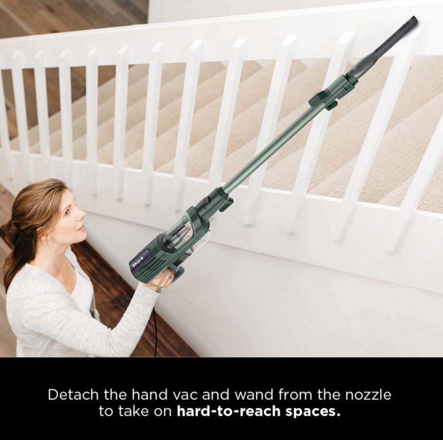 Shark Detect Corded Stick Vacuum, Carpet and Hardfloors, Pet Friendly, with Direction Detect, Self-Cleaning Brushroll, Removable Handheld, HZ752 Evergreen
