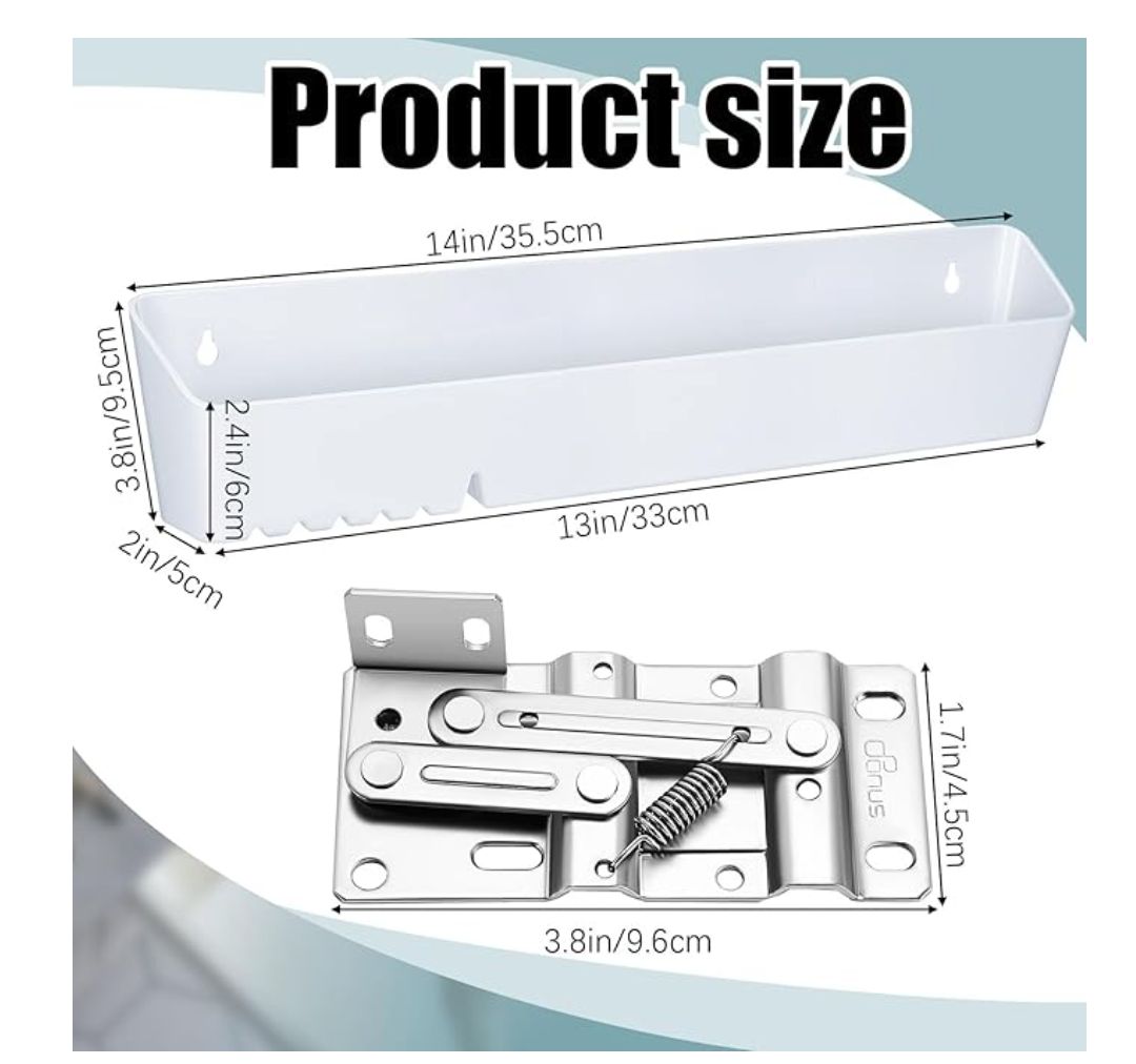 Umigy 2 Pack 14" Kitchen Sink Tip Out Tray, False Drawer Front Flip Tray with Hinges & Clips, Sink Sponge Soap Organizer for Kitchen Bathroom, White