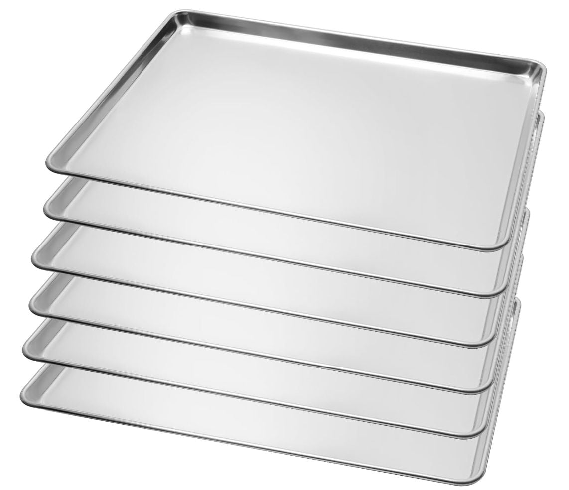 BIEAMA 6 Pack Full Size Baking Sheet Pan Aluminum Commercial Pan for Oven Freezer Bakery Hotel Restaurant 26" × 18"
