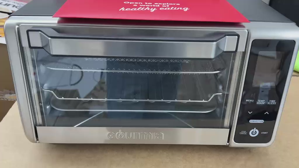 Gourmia Digital 4-Slice Toaster Oven Air Fryer with 11 Cooking Functions Stainless Steel Gray